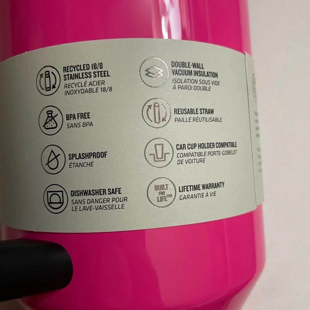 NIB Stanley Quencher H2.0 FlowState Tumbler Neon Pink & Black Color 40oz - Picture 7 of 16
